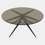 Dean Round Coffee Table - Blackened Steel & Satin Brass / Bronzed Glass