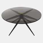 Dean Round Coffee Table - Blackened Steel & Satin Brass / Smoked Glass