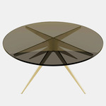 Dean Round Coffee Table - Satin Brass / Bronzed Glass