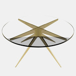 Dean Round Coffee Table - Satin Brass / Clear Glass