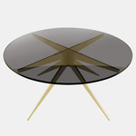 Dean Round Coffee Table - Satin Brass / Smoked Glass