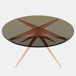 Dean Round Coffee Table - Satin Copper / Bronzed Glass