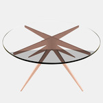Dean Round Coffee Table - Satin Copper / Clear Glass