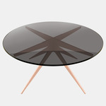 Dean Round Coffee Table - Satin Copper / Smoked Glass