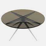 Dean Round Coffee Table - Satin Nickel / Bronzed Glass