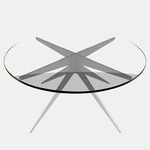 Dean Round Coffee Table - Satin Nickel / Clear Glass