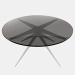 Dean Round Coffee Table - Satin Nickel / Smoked Glass