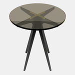 Dean Round Side Table - Blackened Steel & Satin Brass / Bronzed Glass