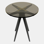 Dean Round Side Table - Blackened Steel & Satin Brass / Bronzed Glass