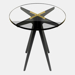 Dean Round Side Table - Blackened Steel & Satin Brass / Clear Glass