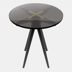 Dean Round Side Table - Blackened Steel & Satin Brass / Smoked Glass