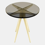 Dean Round Side Table - Satin Brass / Bronzed Glass