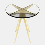 Dean Round Side Table - Satin Brass / Clear Glass