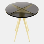 Dean Round Side Table - Satin Brass / Smoked Glass