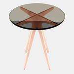Dean Round Side Table - Satin Copper / Bronzed Glass