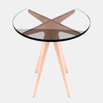 Dean Round Side Table - Satin Copper / Clear Glass