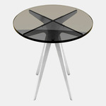 Dean Round Side Table - Satin Nickel / Bronzed Glass