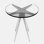 Dean Round Side Table - Satin Nickel / Clear Glass