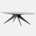 Dean Dining Table - Blackened Steel / Silver Wave Marble
