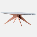 Dean Dining Table - Satin Copper / Silver Wave Marble