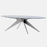 Dean Dining Table - Satin Nickel / Silver Wave Marble