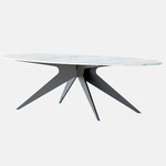 Dean Dining Table - Blackened Steel / White Gioia Marble
