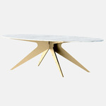 Dean Dining Table - Satin Brass / White Gioia Marble