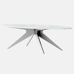 Dean Dining Table - Satin Nickel / White Gioia Marble