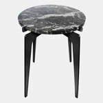 Prong Side Table - Blackened Steel / Black Grigio Carnico Marble