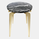 Prong Side Table - Satin Brass / Black Grigio Carnico Marble