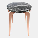 Prong Side Table - Satin Copper / Black Grigio Carnico Marble