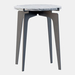 Prong Side Table - Blackened Steel / Silver Wave Marble