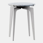 Prong Side Table - Satin Nickel / Silver Wave Marble