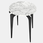 Prong Side Table - Blackened Steel / White Gioia Marble