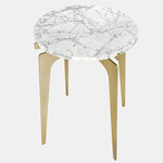 Prong Side Table - Satin Brass / White Gioia Marble