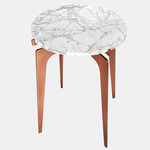 Prong Side Table - Satin Copper / White Gioia Marble