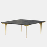 Prong Square Coffee Table - Satin Brass / Black Grigio Carnico Marble