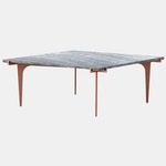 Prong Square Coffee Table - Satin Copper / Silver Wave Marble