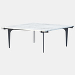 Prong Square Coffee Table - Blackened Steel / White Gioia Marble
