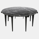 Prong Round Coffee Table - Blackened Steel / Black Grigio Carnico Marble