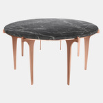 Prong Round Coffee Table - Satin Copper / Black Grigio Carnico Marble
