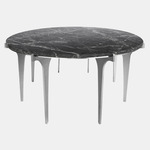 Prong Round Coffee Table - Satin Nickel / Black Grigio Carnico Marble