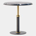 Pedestal Round Side Table - Satin Brass / Black Grigio Carnico Marble