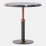Pedestal Round Side Table - Satin Copper / Black Grigio Carnico Marble