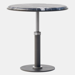 Pedestal Round Side Table - Satin Nickel / Black Grigio Carnico Marble