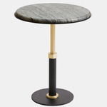 Pedestal Round Side Table - Satin Brass / Silver Wave Marble