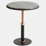 Pedestal Round Side Table - Satin Copper / Silver Wave Marble