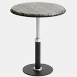 Pedestal Round Side Table - Satin Nickel / Silver Wave Marble