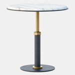 Pedestal Round Side Table - Satin Brass / White Gioia Marble