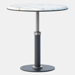 Pedestal Round Side Table - Satin Nickel / White Gioia Marble